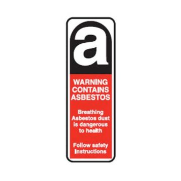 Picto Contains Asbestos Breathing Asbestos Dust Is Dangerous To Health Sign - 60mm (W) x 180mm (H), Self-Adhesive Vinyl, 5 Pack
