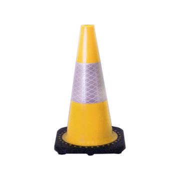 Yellow Traffic Cone C/W Blk Base & White Clr